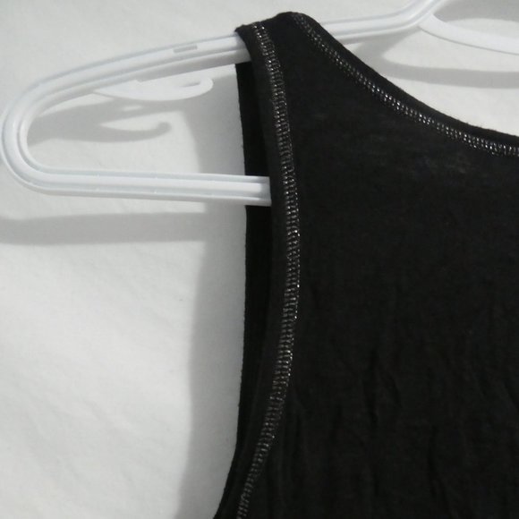 AQUA ROSE | xs extra small | Black Tank Top With Shiny Silver Trim | GUC - Picture 8 of 12